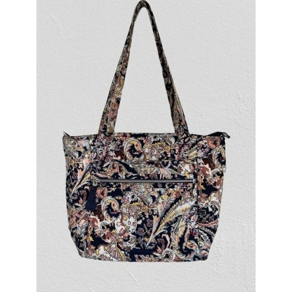 Vera Bradley Tote Handbag Purple Paisley Print All Over 16"